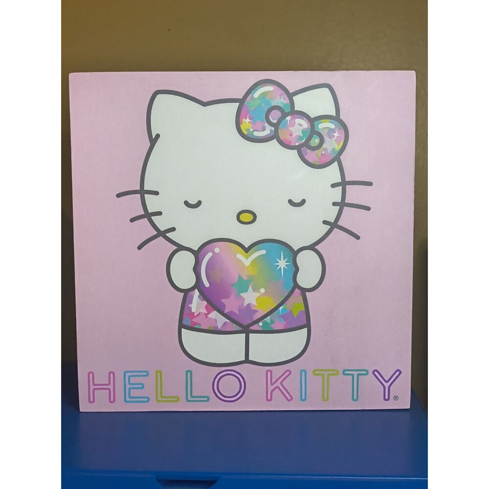 Hello Kitty Wooden Wall Art Sign Pastel Rainbow Heart Stars Sanrio 2023 Pink